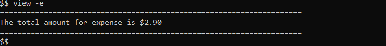 view expense example output