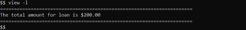 view loan example output